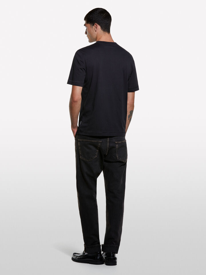 Black t-shirt with print - men's short sleeve t-shirts - Black | Sisley image number 2